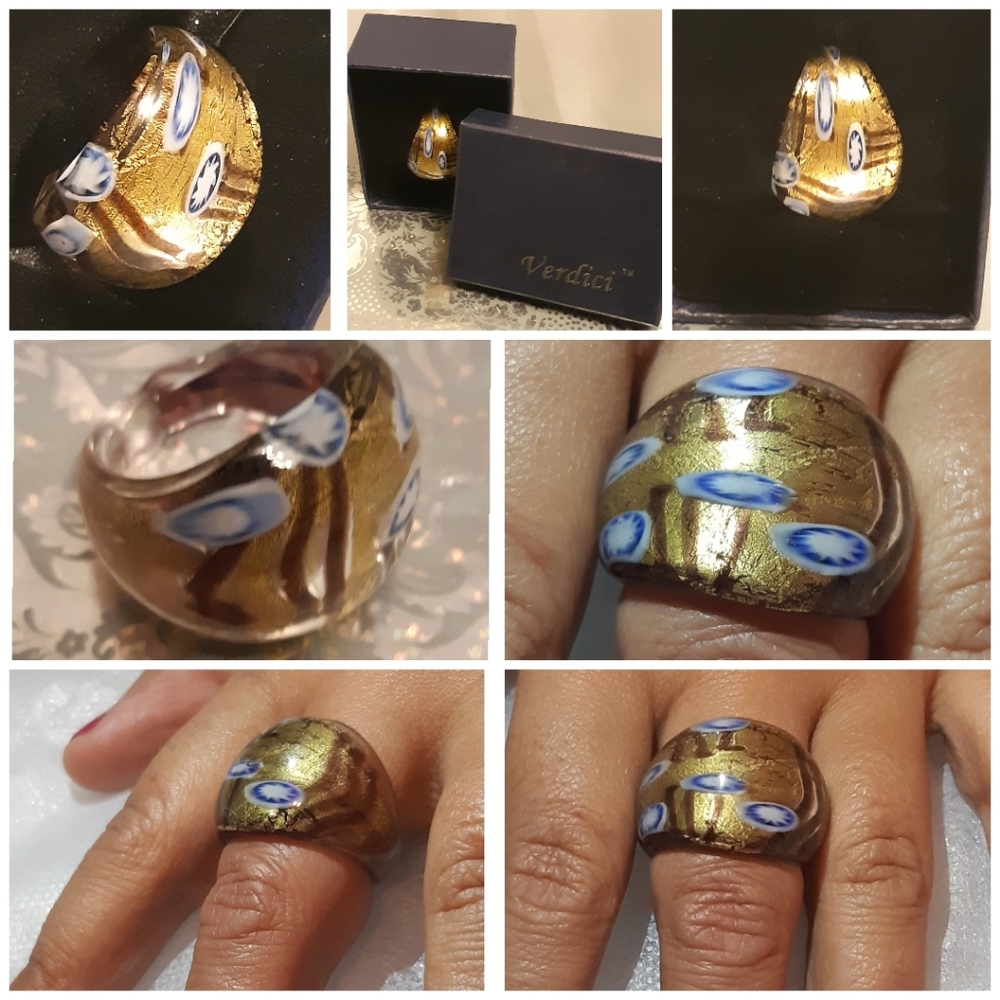 Vtg style glass blown ring| NEW in box| Ve…